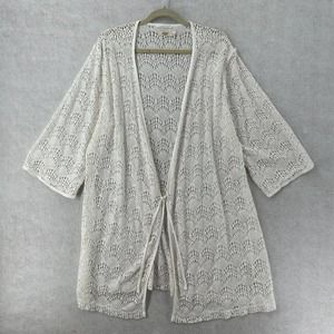 UGG Australia Wrap Kimono Womens Large Lizabeth‎ Sheer Lace Robe Cover Up Ivory